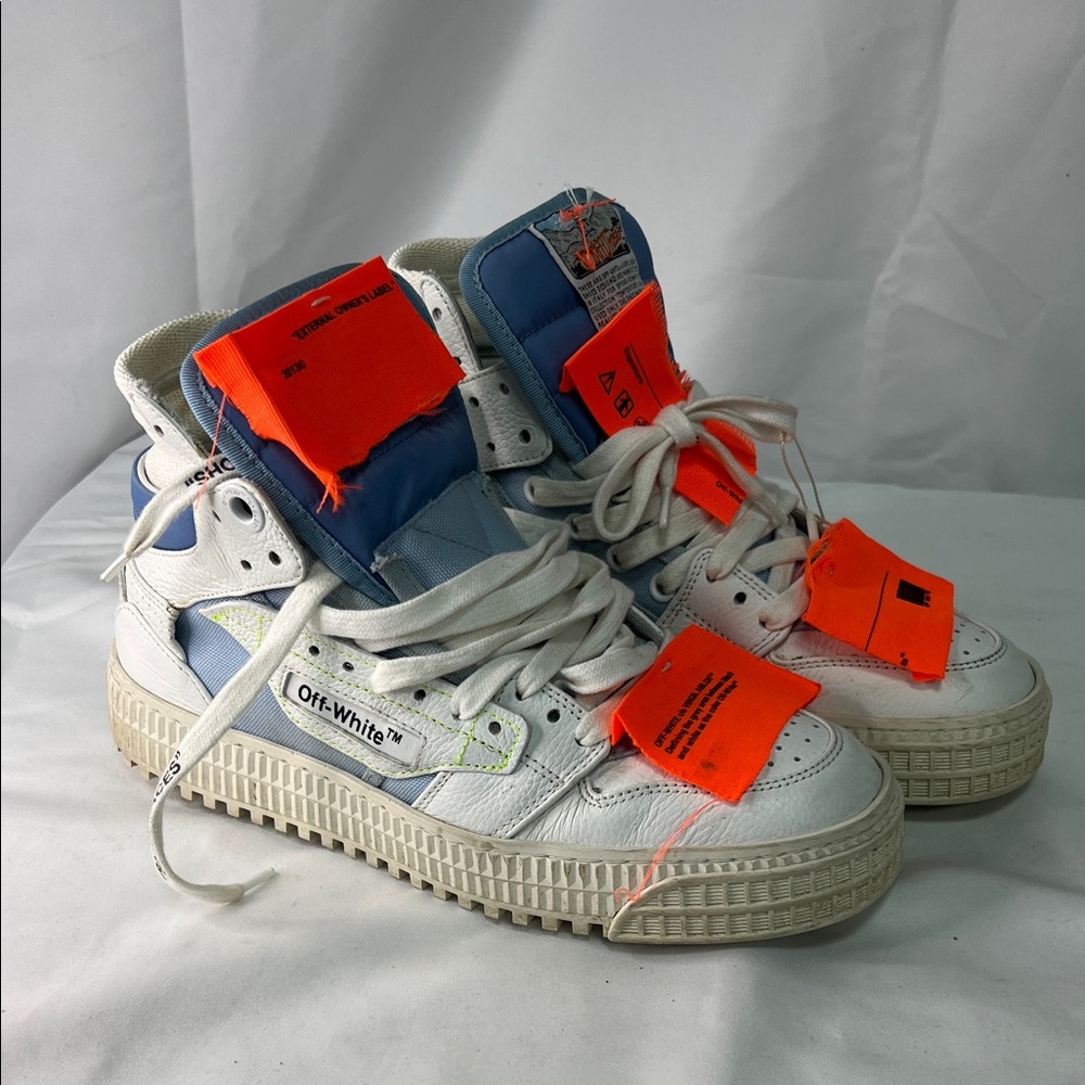 Off-White High-Tops with Blue and Orange Details